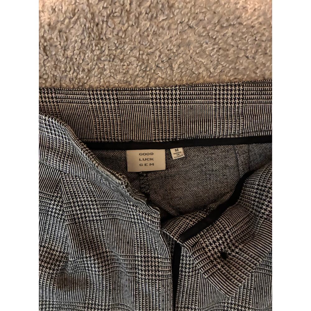 Good Luck Gem Black & White Plaid Tapered Pants Size M